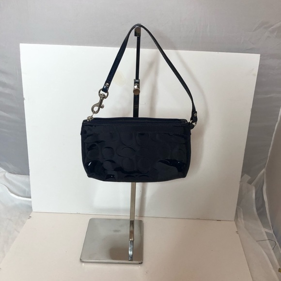 Coach- Patent Leather Navy Blue wristlet pouch - Picture 3 of 5